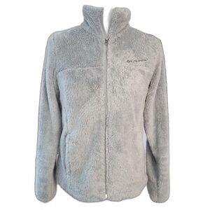 COLUMBIA Gray Plush Fleece Small Women's Jrs  Zip-Up Sweater Jacket